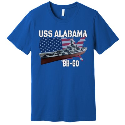 Ww2 American Battleship Uss Alabama Bb60 Warship Veterans Cool Gift Premium T-Shirt