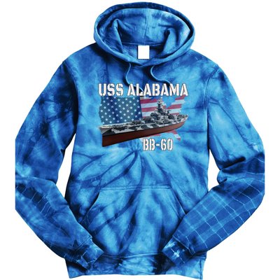 Ww2 American Battleship Uss Alabama Bb60 Warship Veterans Cool Gift Tie Dye Hoodie