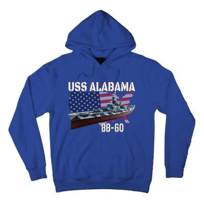 Ww2 American Battleship Uss Alabama Bb60 Warship Veterans Cool Gift Tall Hoodie