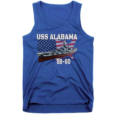 Ww2 American Battleship Uss Alabama Bb60 Warship Veterans Cool Gift Tank Top