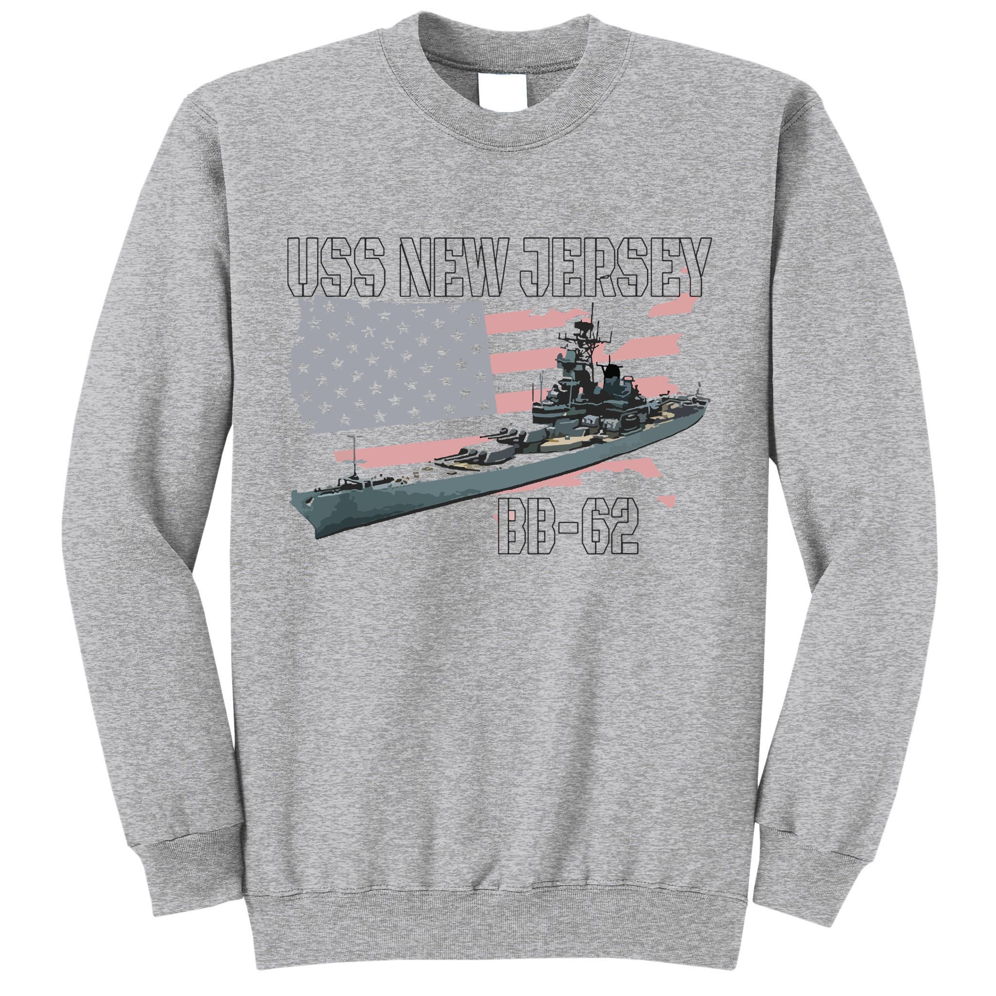 Ww2 American Battleship Uss New Jersey Bb62 Warship Veteran Tall Sweatshirt