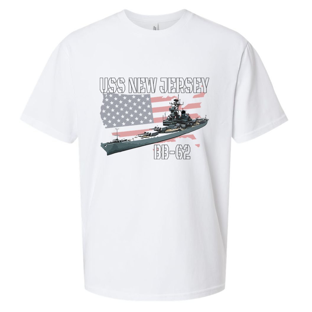 Ww2 American Battleship Uss New Jersey Bb62 Warship Veteran Sueded Cloud Jersey T-Shirt