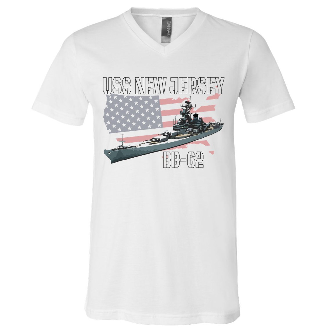 Ww2 American Battleship Uss New Jersey Bb62 Warship Veteran V-Neck T-Shirt