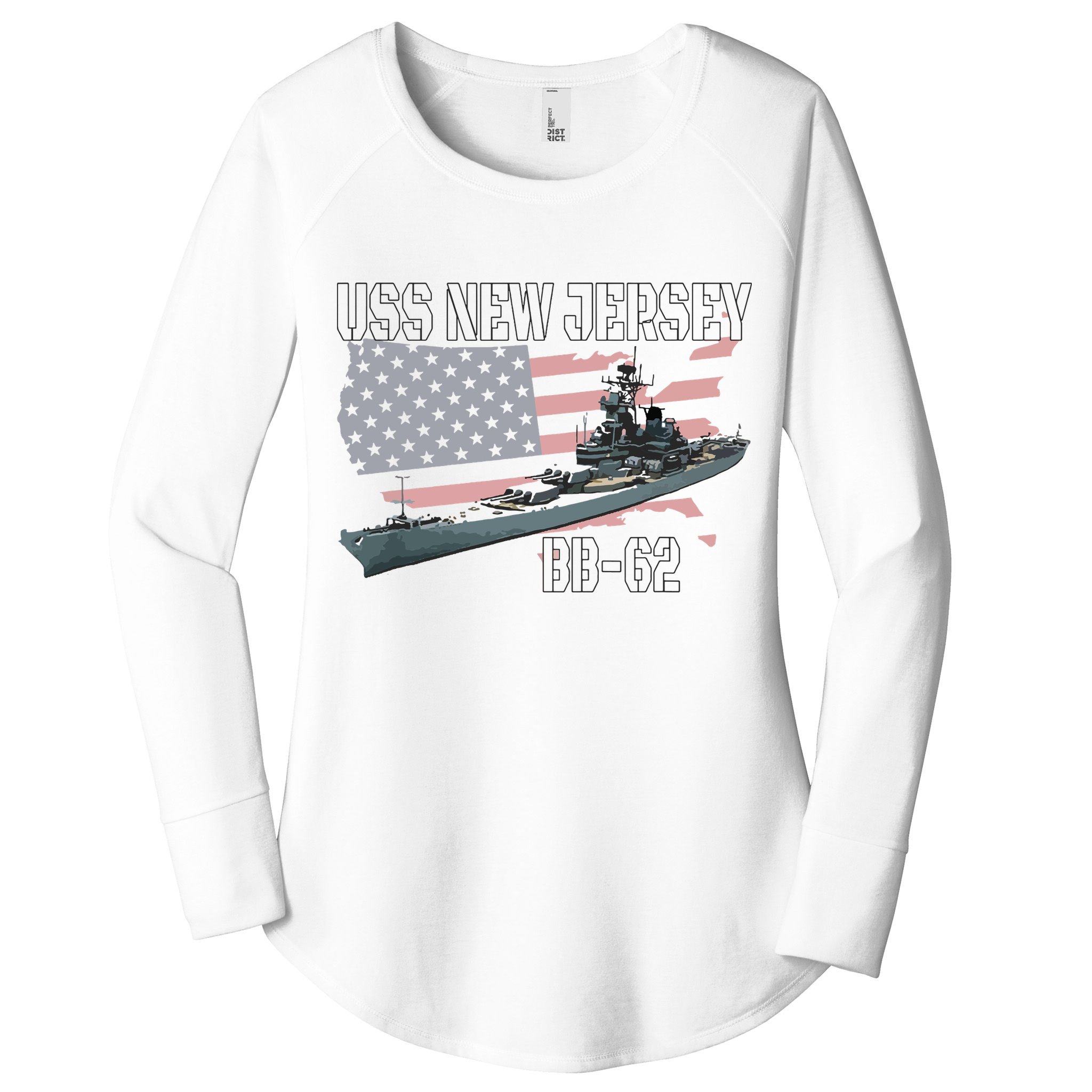 Ww2 American Battleship Uss New Jersey Bb62 Warship Veteran Women's Perfect Tri Tunic Long Sleeve Shirt