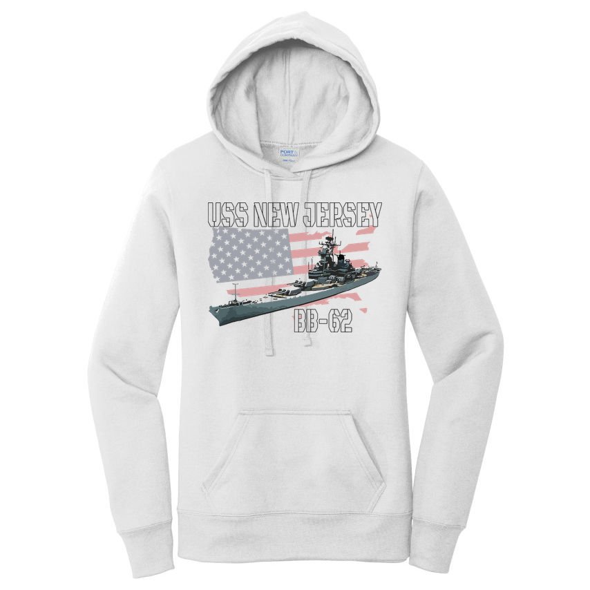 Ww2 American Battleship Uss New Jersey Bb62 Warship Veteran Women's Pullover Hoodie