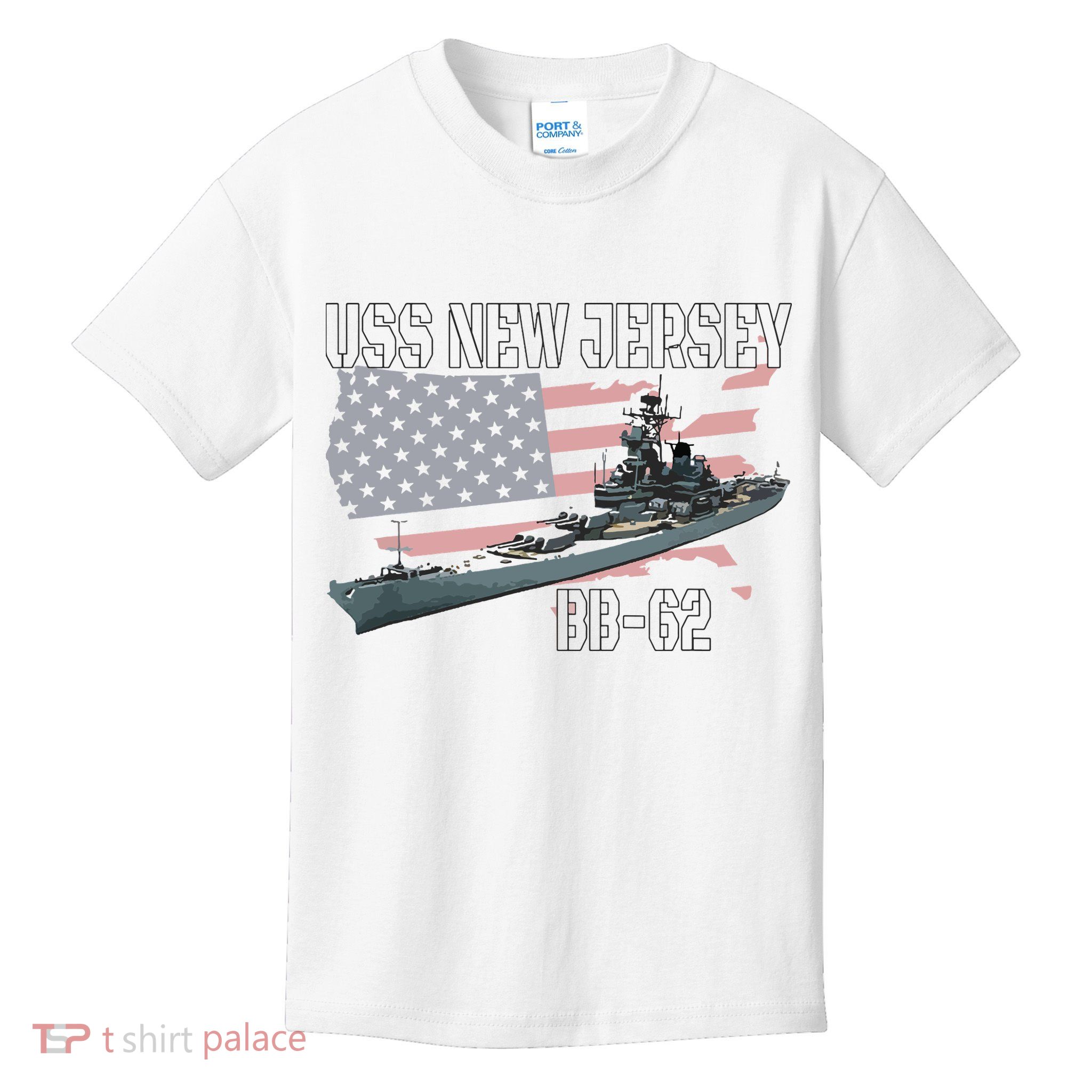Ww2 American Battleship Uss New Jersey Bb62 Warship Veteran Kids T-Shirt