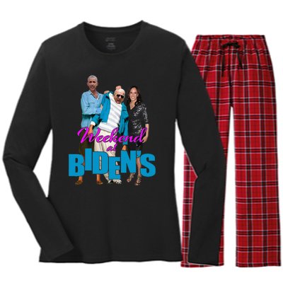 Weekend At BidenS Women's Long Sleeve Flannel Pajama Set 