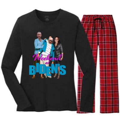 Weekend At Bidens Women's Long Sleeve Flannel Pajama Set 