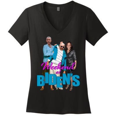 Weekend At Bidens Women's V-Neck T-Shirt