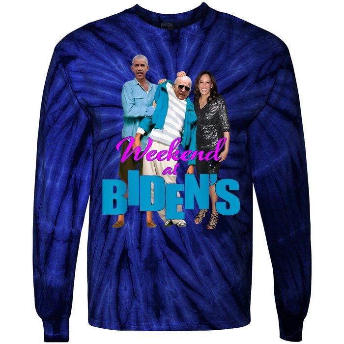 Weekend At Bidens Funny Tie-Dye Long Sleeve Shirt