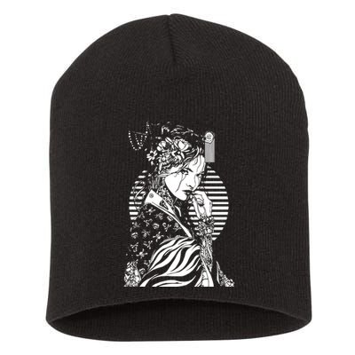 With A Beautiful Japanese Girl Symbol Of Japan Short Acrylic Beanie