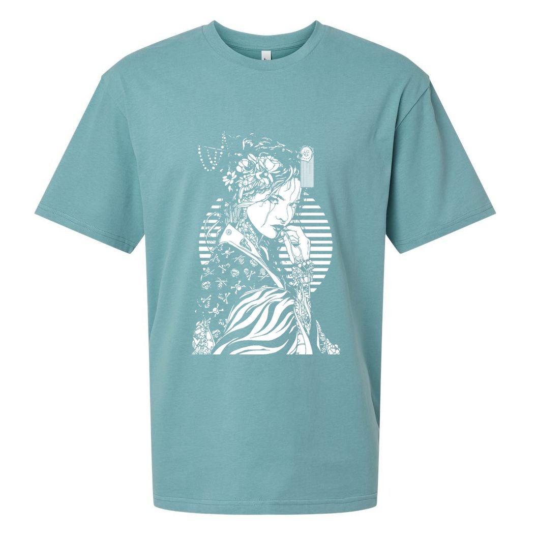 With A Beautiful Japanese Girl Symbol Of Japan Sueded Cloud Jersey T-Shirt