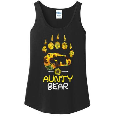 Wo Aunty Bear Paw Sunflower Floral Mother Day Aunt Auntie Wo Ladies Essential Tank