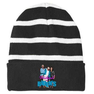 Weekend At BidenS Funny Striped Beanie with Solid Band