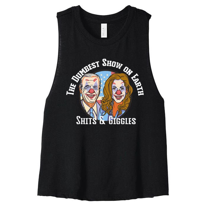 Weekend At Bidens Circus Trump Trump In Trump Time Women's Racerback Cropped Tank