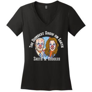 Weekend At Bidens Circus Trump Trump In Trump Time Women's V-Neck T-Shirt