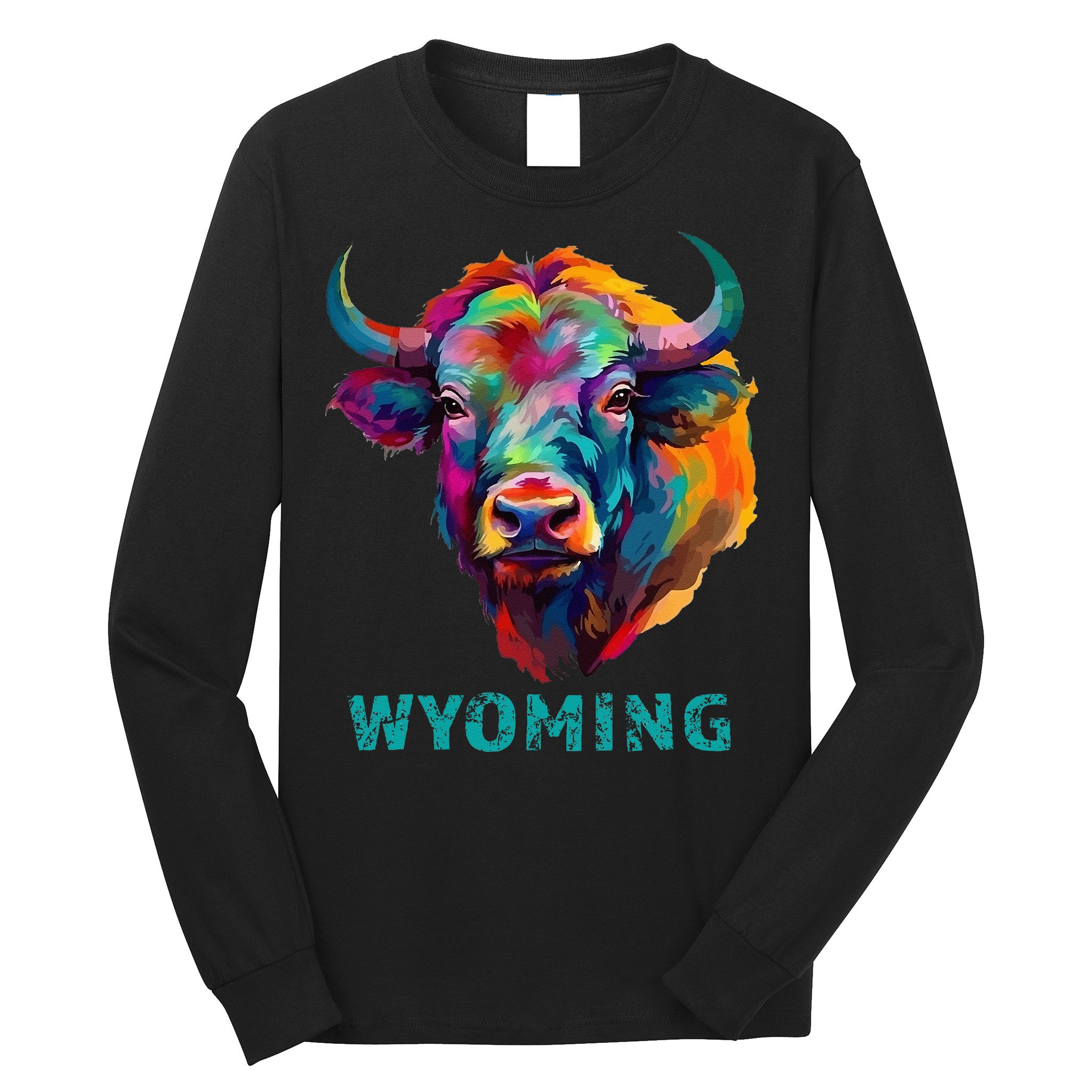 Wyoming American Bison Lover Buffalo For Men Women Souvenir Long Sleeve Shirt