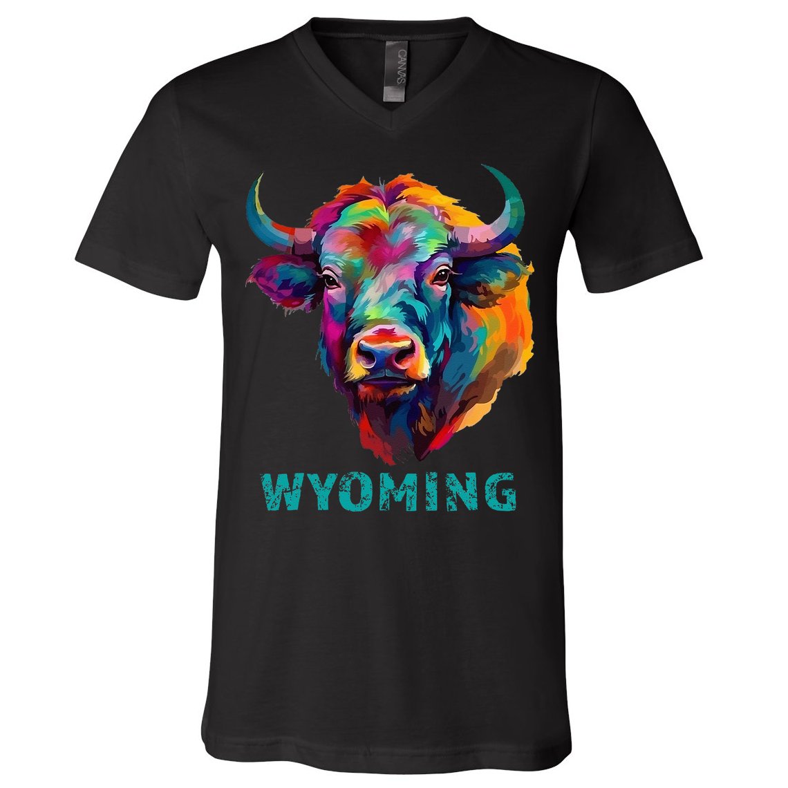 Wyoming American Bison Lover Buffalo For Men Women Souvenir V-Neck T-Shirt