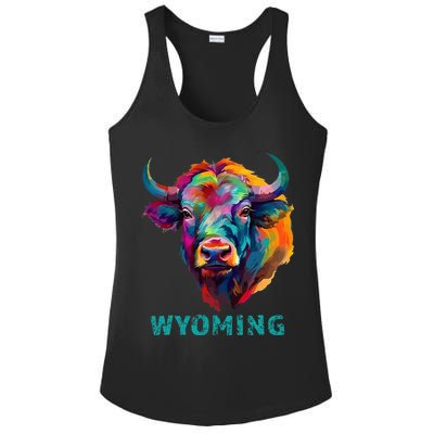 Wyoming American Bison Lover Buffalo For Men Women Souvenir Ladies PosiCharge Competitor Racerback Tank