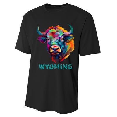 Wyoming American Bison Lover Buffalo For Men Women Souvenir Performance Sprint T-Shirt