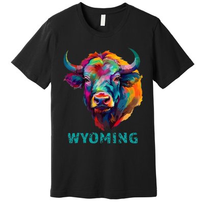 Wyoming American Bison Lover Buffalo For Men Women Souvenir Premium T-Shirt