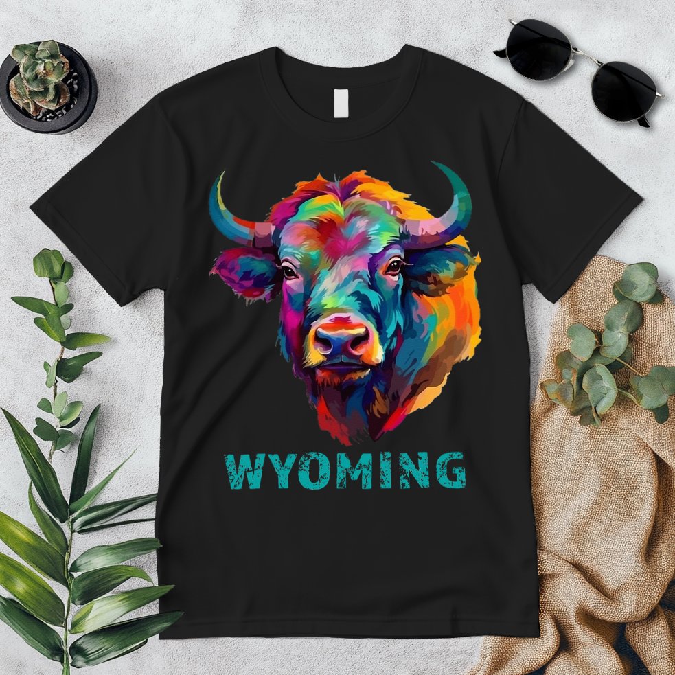 Wyoming American Bison Lover Buffalo For Men Women Souvenir Premium T-Shirt