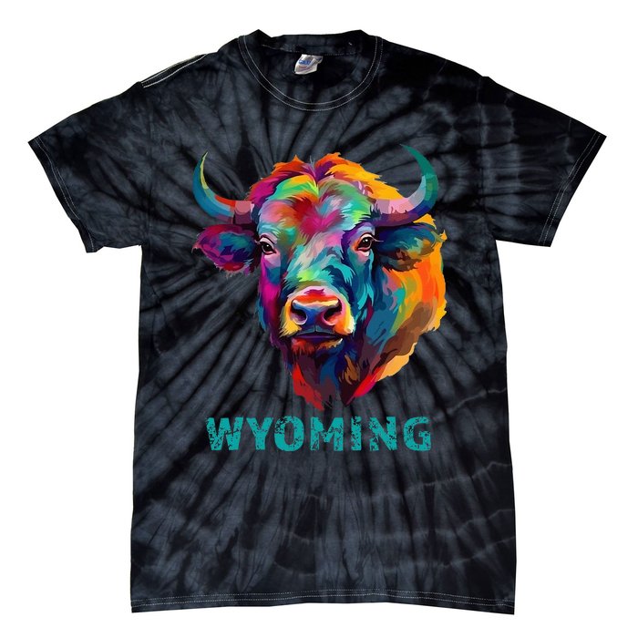 Wyoming American Bison Lover Buffalo For Men Women Souvenir Tie-Dye T-Shirt