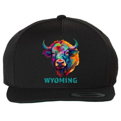 Wyoming American Bison Lover Buffalo For Men Women Souvenir Wool Snapback Cap