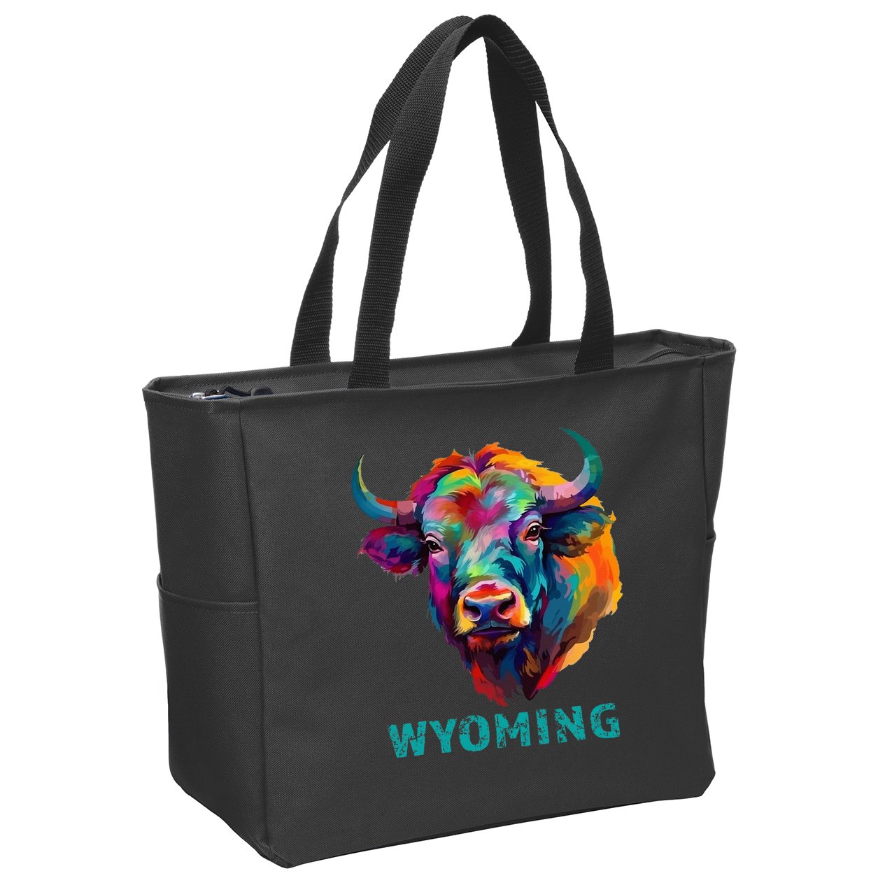 Wyoming American Bison Lover Buffalo For Men Women Souvenir Zip Tote Bag