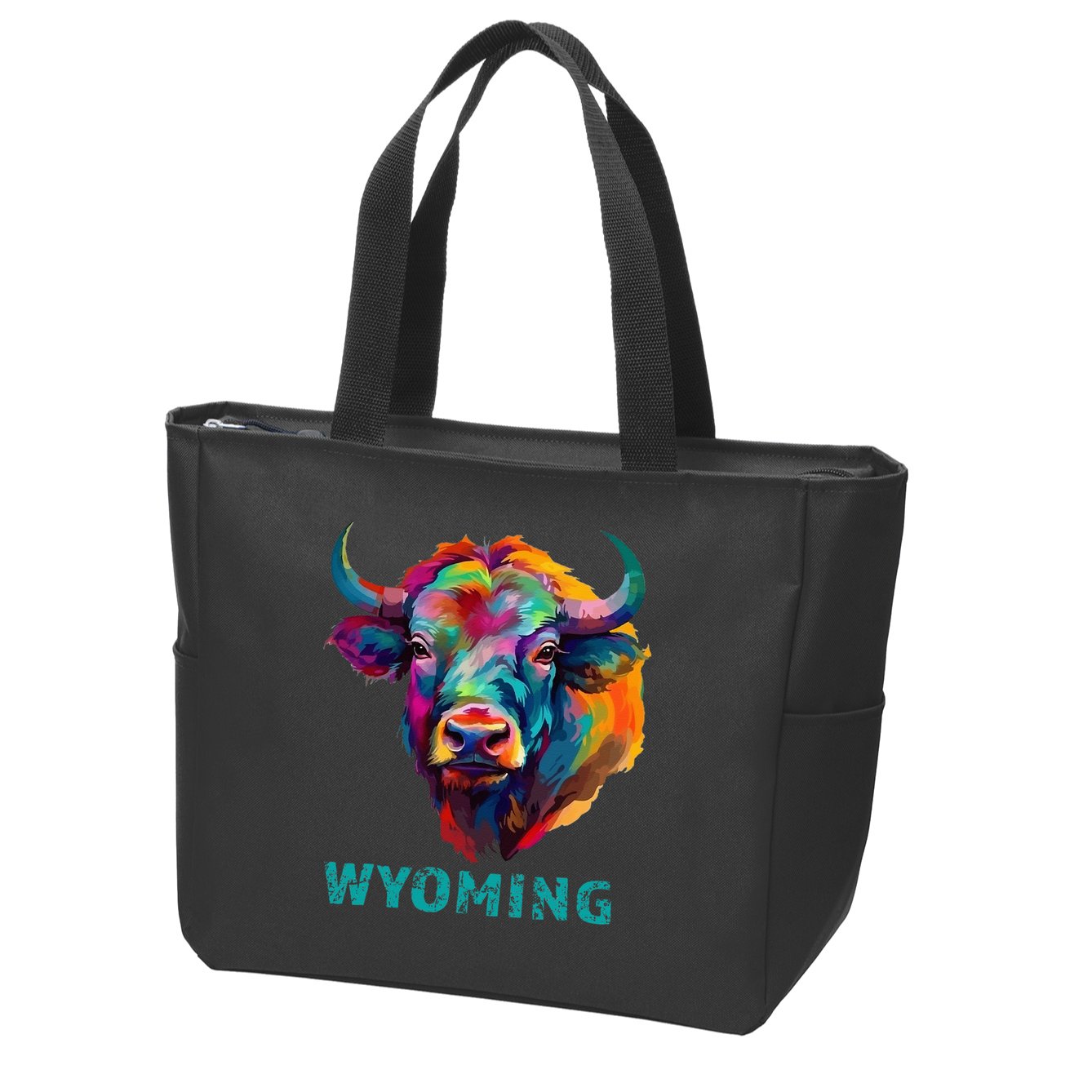 Wyoming American Bison Lover Buffalo For Men Women Souvenir Zip Tote Bag