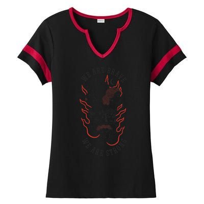 We Are Brave We Are Strong Female Ladies Halftime Notch Neck Tee