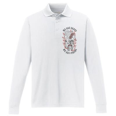 We Are Brave We Are Strong Female Performance Long Sleeve Polo