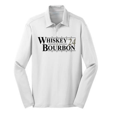 Whiskey And Bourbon 2024 Funny Election Silk Touch Performance Long Sleeve Polo