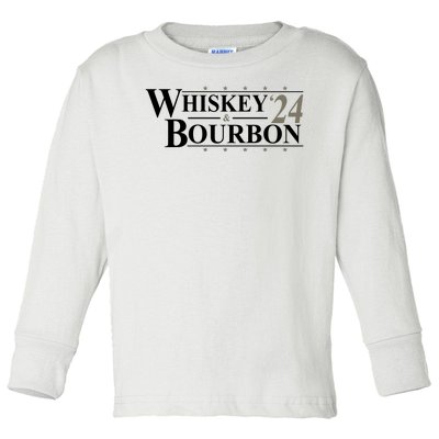 Whiskey And Bourbon 2024 Funny Election Toddler Long Sleeve Shirt