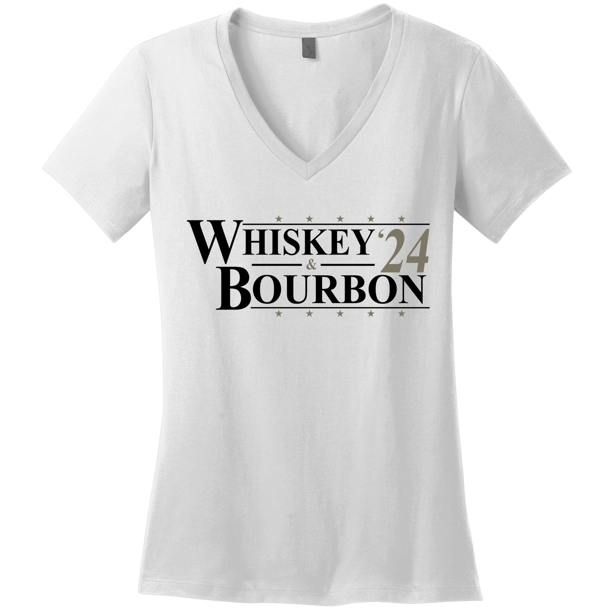 Whiskey And Bourbon 2024 Funny Election Women's V-Neck T-Shirt