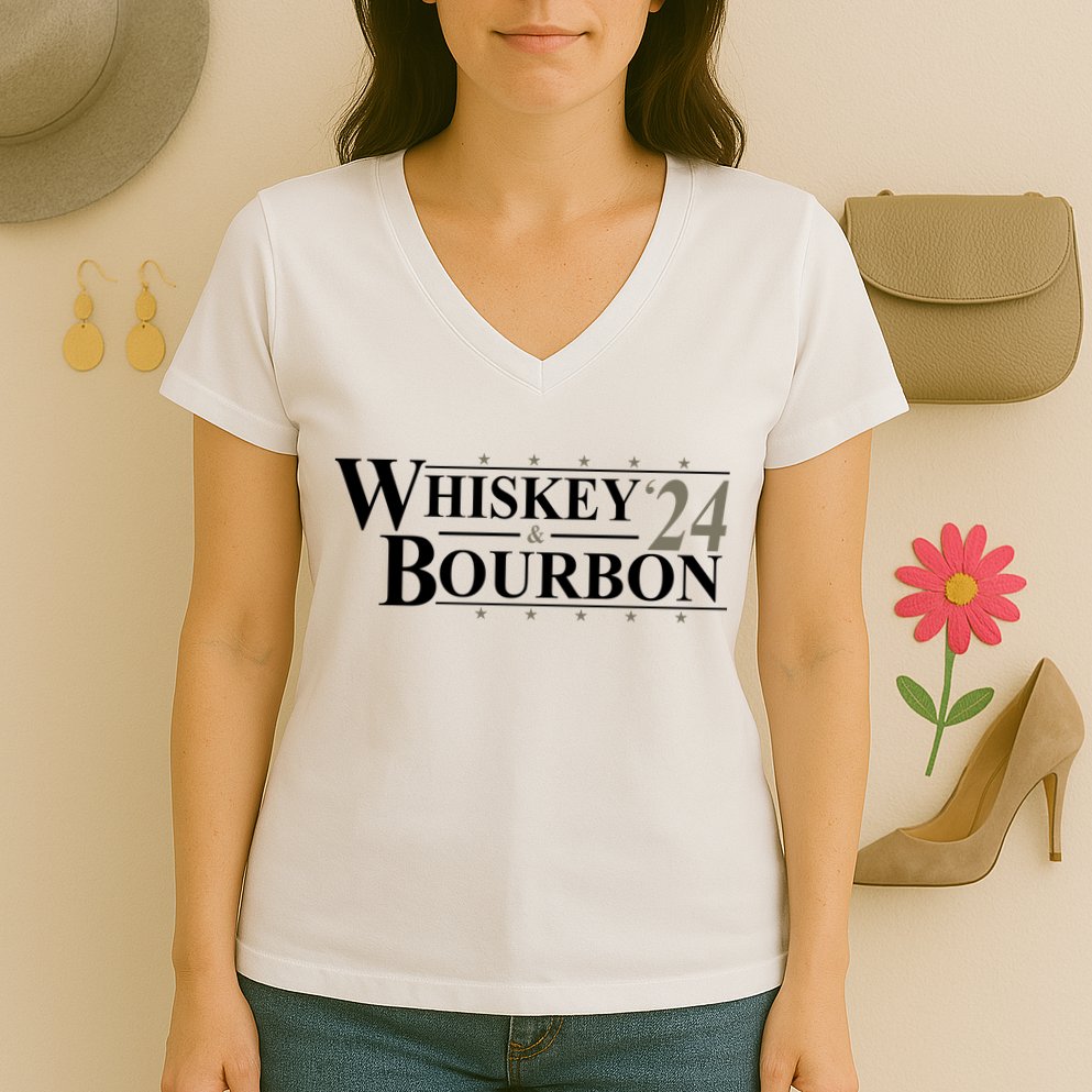 Whiskey And Bourbon 2024 Funny Election Women's V-Neck T-Shirt