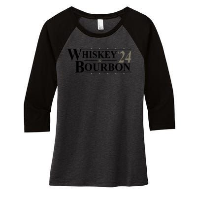 Whiskey And Bourbon 2024 Funny Election Women's Tri-Blend 3/4-Sleeve Raglan Shirt