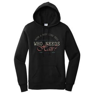 With A Body Like This Who Needs Hair Balding Funny Dad Women's Pullover Hoodie