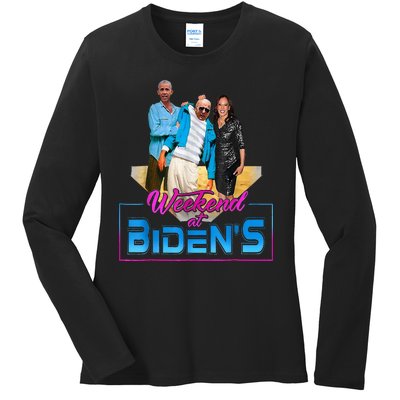 Weekend At Bidens Funny Anti Election 2024 Ladies Long Sleeve Shirt