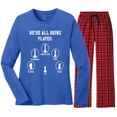 We´re All Being Played Conspiracy Theorist Anti Government Women's Long Sleeve Flannel Pajama Set 