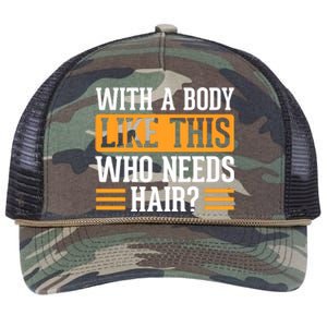 With A Body Like This Who Needs Hair Retro Rope Trucker Hat Cap