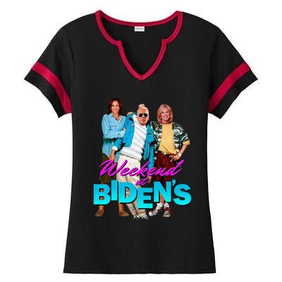 Weekend At BidenS Funny Ladies Halftime Notch Neck Tee