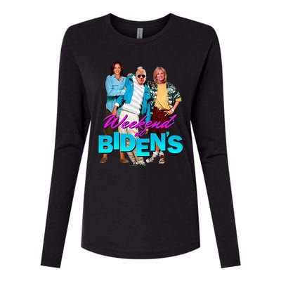 Weekend At BidenS Funny Womens Cotton Relaxed Long Sleeve T-Shirt