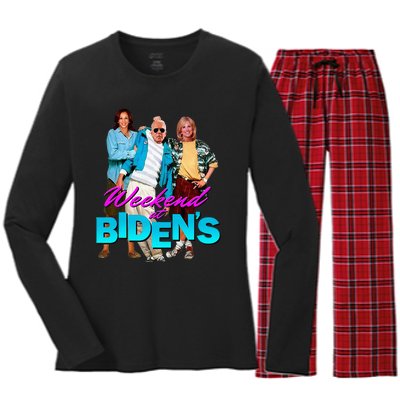 Weekend At BidenS Funny Women's Long Sleeve Flannel Pajama Set 