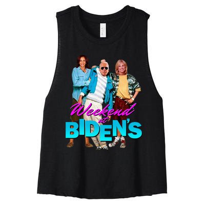 Weekend At BidenS Funny Women's Racerback Cropped Tank