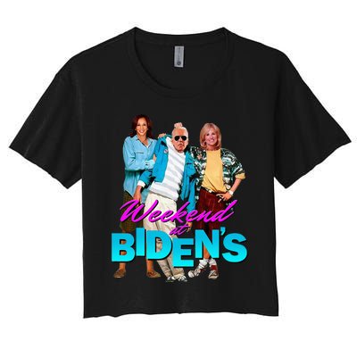 Weekend At BidenS Funny Women's Crop Top Tee