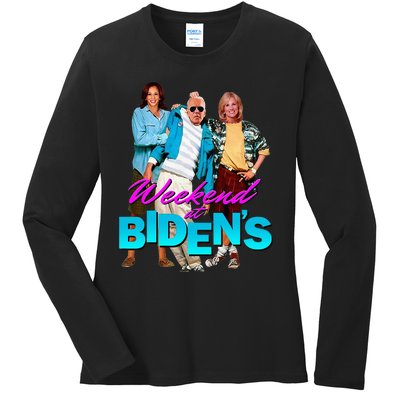 Weekend At BidenS Funny Ladies Long Sleeve Shirt