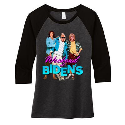 Weekend At BidenS Funny Women's Tri-Blend 3/4-Sleeve Raglan Shirt