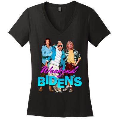 Weekend At BidenS Funny Women's V-Neck T-Shirt