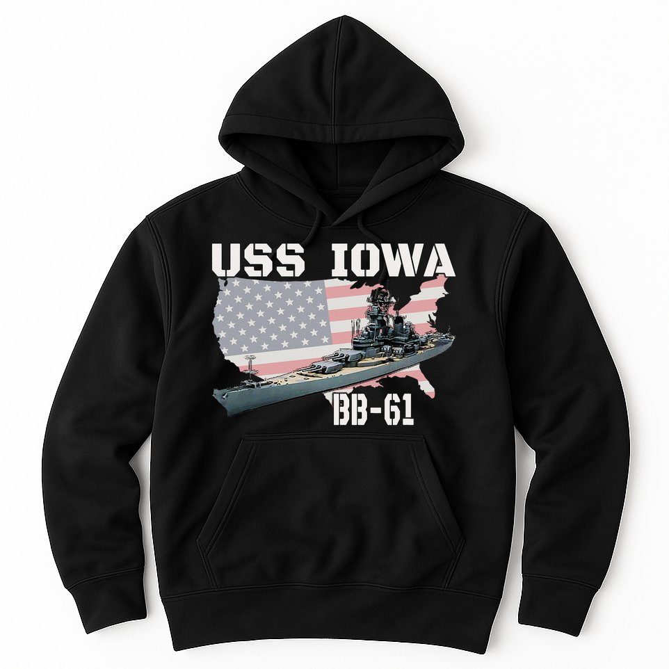 WW2 American Battleship USS Iowa Warship BB61 Veterans  Hoodie